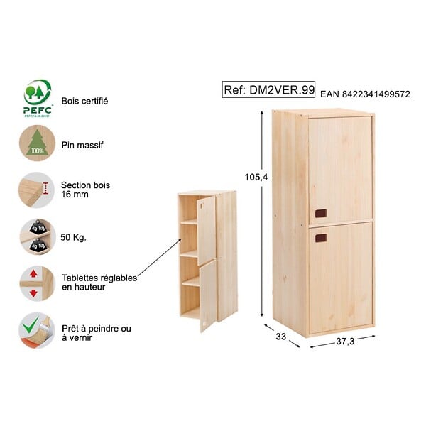 ASTIGARRAGA KIT LINE - Meuble vertical 2 portes Dinamic  - Pin massif - large
