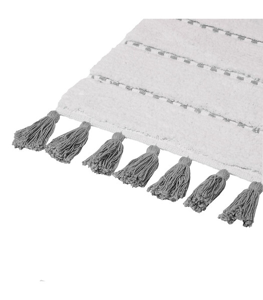 5 FIVE SIMPLY SMART - Tapis de Salle de Bain Gris en Coton avec pompons  50 x 75 cm - large