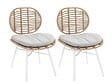 JARDILINE - Lot de 2 Chaises de jardin en résine tressée FLORES avec coussin chiné gris/beige - vignette