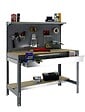 SIMON RACK - établi d'atelier métallique complet SimonRack Simonwork BT3 BOX 1500 gris/bois 1445x1510x610mm, panneau perforé, étagères, large tiroir, charge 600kg SIMONRACK - vignette