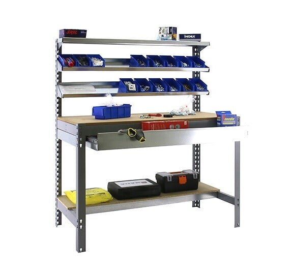 SIMON RACK - Simonrack - Kit Etabli 1440x1500x750mm Charge 600kg -  Simonwork Bt-1 Box 1500 Gris Fonce/bois - large