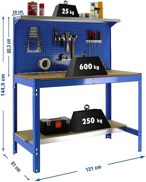 SIMON RACK - Rack Kit Etabli 1440x1200x600mm Charge 600Kg SIMONWORK BT3 1200 BLEU/BOIS Simon Rack - large