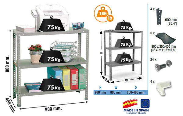 SIMON RACK - Simonrack - Etagère De Rangement 900x900x400mm Gris Foncé Charge 75kg -  Advantage 3/400 - large