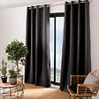 C MA DECO - Rideau occultant motif frappé, 8 oeillets 140x240cm noir - vignette