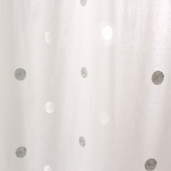 C MA DECO - Voilage pois brodé 8 oeillets 140x240cm blanc argent - large