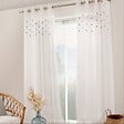 C MA DECO - Voilage blanc brodé petits cœurs gris - 8 œillets 140x240cm - vignette