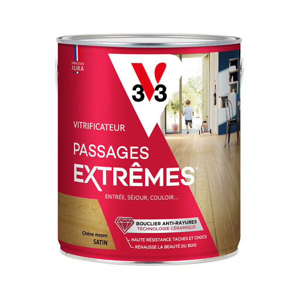 V33 BOIS - Vitrificateur pour parquet chêne moyen Satin 2,5L - large