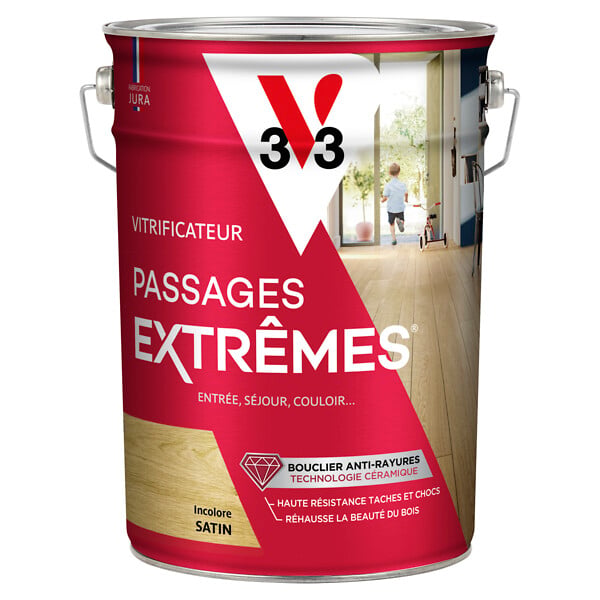 V33 BOIS - Vitrificateur incolore satin pour parquets - 5L - large