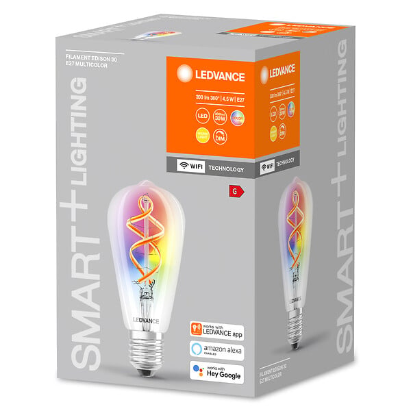 LEDVANCE - Ampoule LED filament E27 Edison - Verre - Blanc chaud 4.5W - large