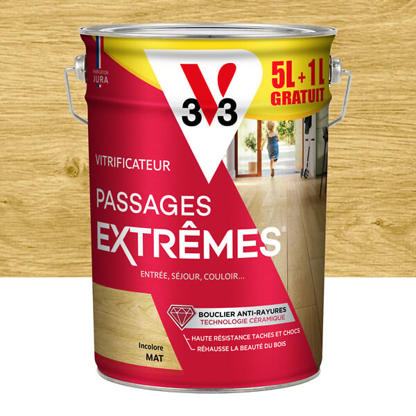 V33 BOIS - Vitrificateur incolore mat pour parquets - 6L - large