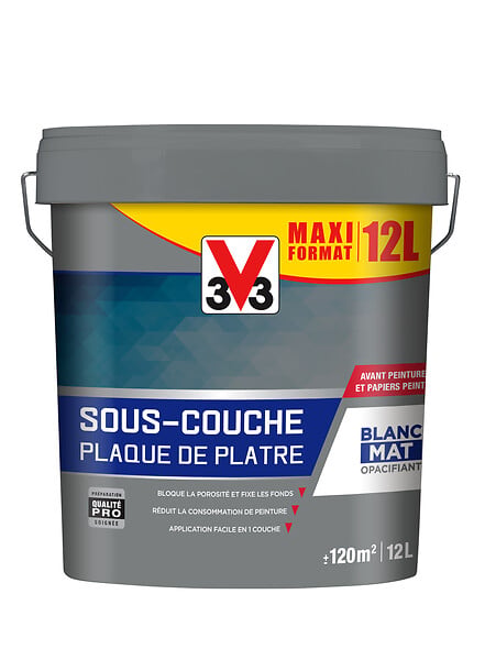 V33 PEINTURE - Sous-couche Plaque de Plâtre - Blanc - 12L - large
