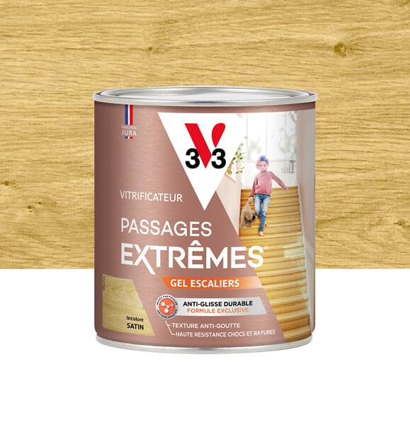 V33 BOIS - Vitrificateur gel escalier bois - Incolore Satin - 0,75L - large