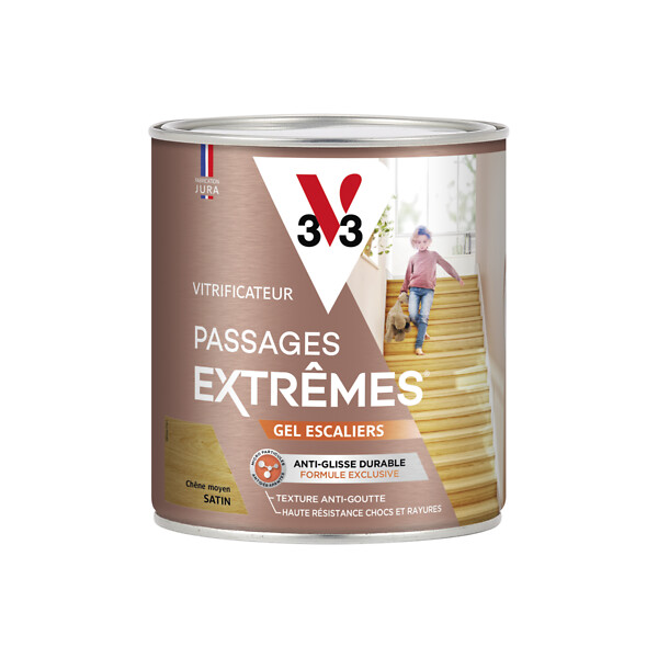 V33 BOIS - Vitrificateur passages extrêmes gel escaliers chêne moyen satin 0.75 L - large