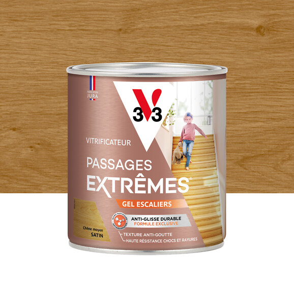 V33 BOIS - Vitrificateur passages extrêmes gel escaliers chêne moyen satin 0.75 L - large