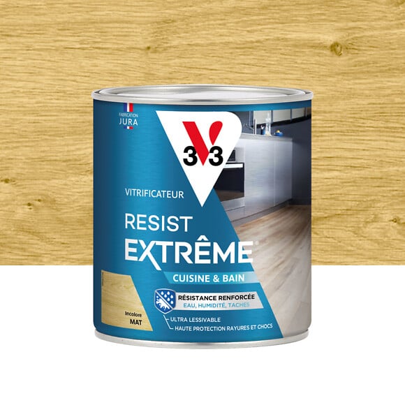 V33 BOIS - Vitrificateur resist extrême Cuisine et Bain incolore mat 0.75 L - large