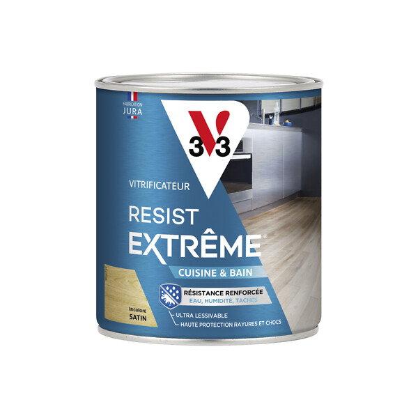V33 BOIS - Vitrificateur resist extrême Cuisine et Bain incolore satin 0.75 L - large