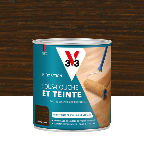 V33 BOIS - Sous-couche & Teinte parquet - Chêne foncé - 0,75L - large
