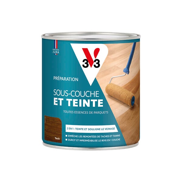 V33 BOIS - Sous-couche et teinte pour parquet teck - 0,75L - large