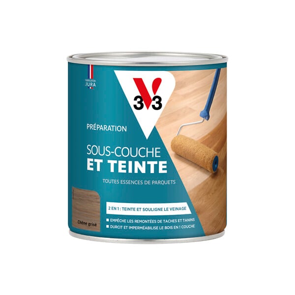 V33 BOIS - Sous-couche et Teinte parquets chêne grise 0.75 L - large