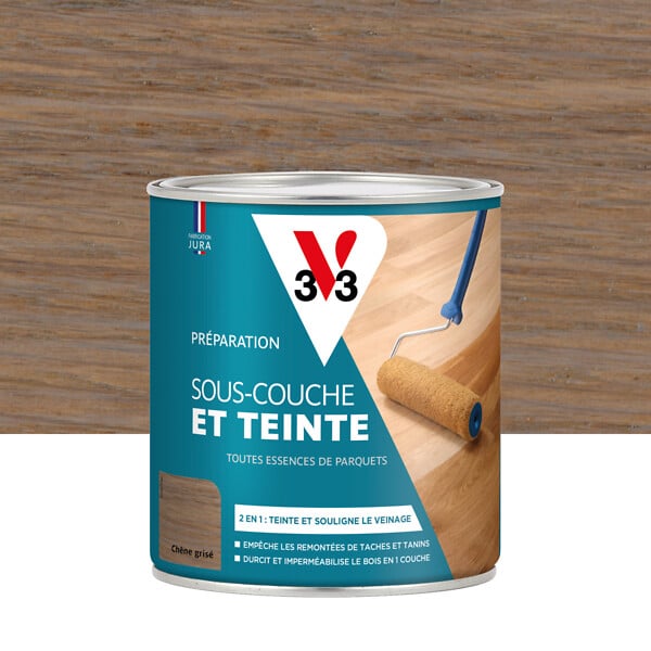 V33 BOIS - Sous-couche et Teinte parquets chêne grise 0.75 L - large