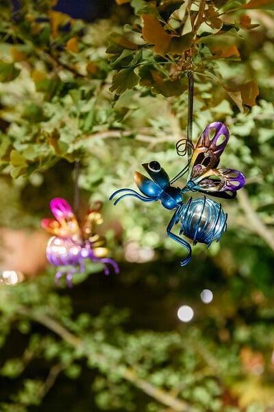 GALIX - Papillon solaire métal et verre - Bleu/violet - H.18xl.12cm - large