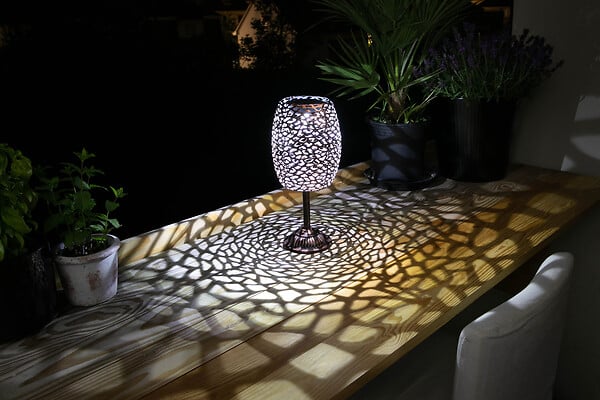 GALIX - Lampe de table solaire métal design rétro 10lm - large