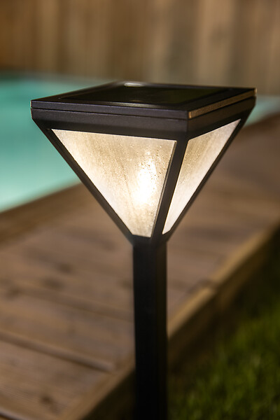 GALIX - Lanterne solaire - Inox et verre - 25lm - large