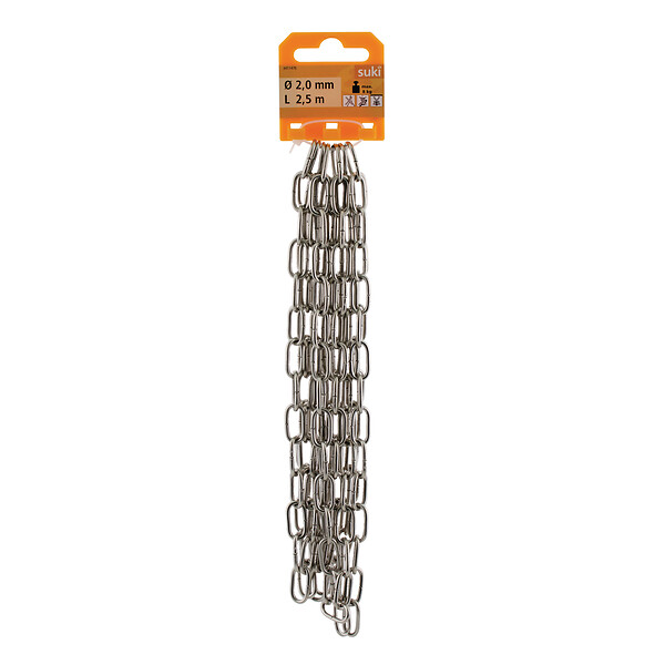 SUKI - Chaîne maille ronde nickelée - 2mmx2,5m - large