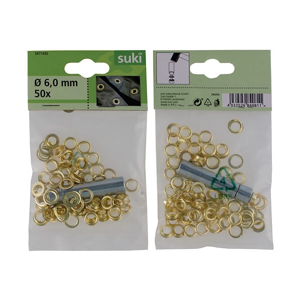 SUKI - Set d oeillets plus outil 50 pièces 6 mm - large