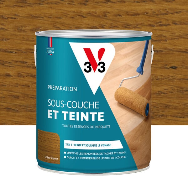 V33 BOIS - Sous-couche teinture pour parquets - Chene clair mat - 2.5L - large