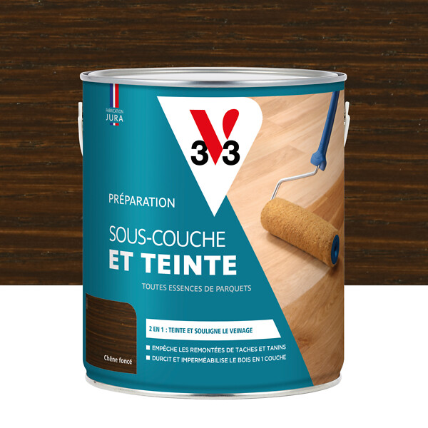 V33 BOIS - Sous-couche teinture parquet - Chêne moyen mat - 2,5L - large