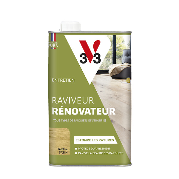 V33 BOIS - Raviveur renovateur parquets incolore satin 1 L - large