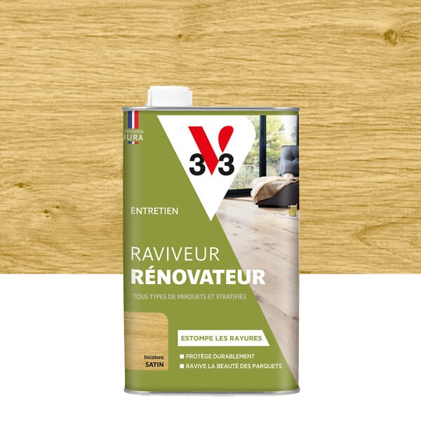 V33 BOIS - Raviveur renovateur parquets incolore satin 1 L - large
