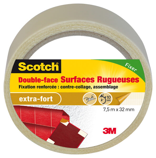 3M SCOTCH - Double face surfaces rugueuses 7,5mx32mm - large