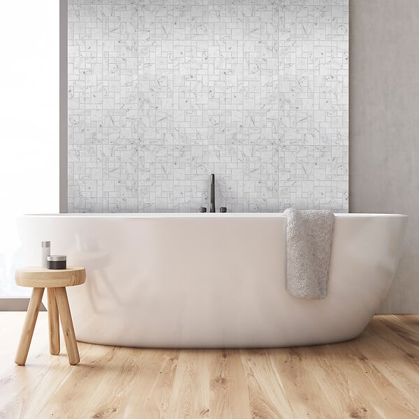 MAT INTER - Mosaïque VESUVE en marbre carrare blanc - Blanc mat - large