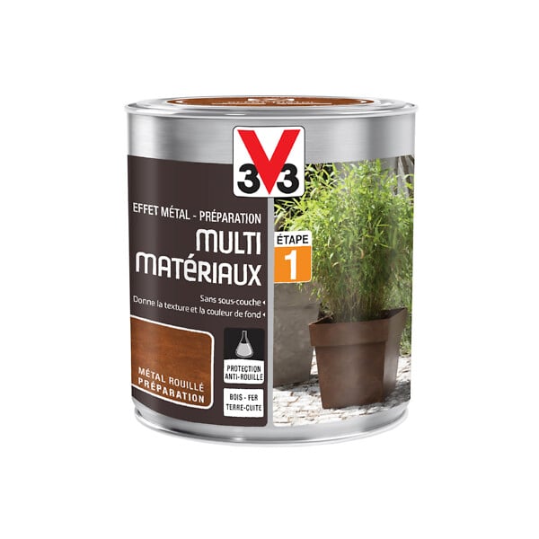 V33 PEINTURE - Préparation effet métal peinture multi-matériaux métal rouillé 0.5 L - large