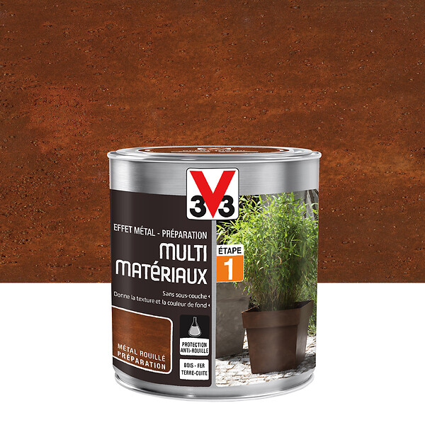 V33 PEINTURE - Préparation effet métal peinture multi-matériaux métal rouillé 0.5 L - large