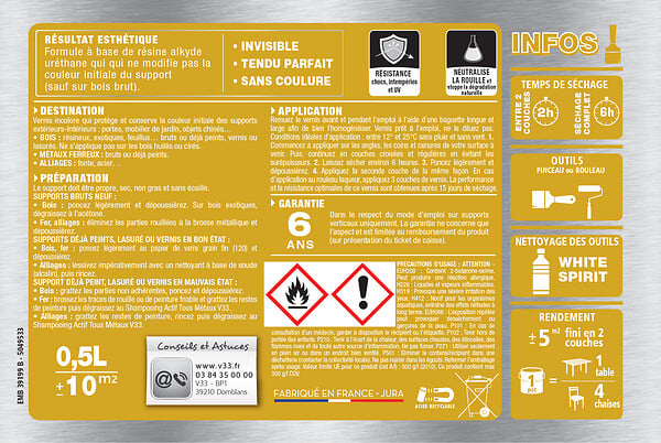 V33 PEINTURE - Vernis multi-matériaux incolore satin 0.25 L - large
