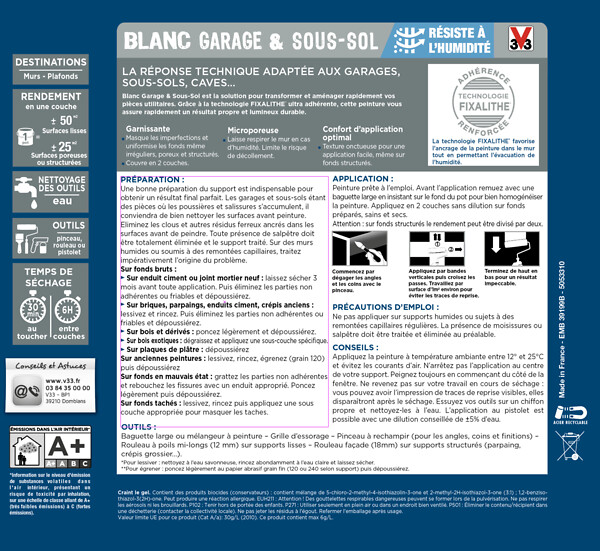 V33 PEINTURE - Peinture blanc garage sous sol 5 L - large