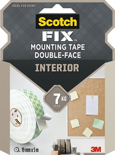 SCOTCH - Ruban double-face intérieur - Mousse - Blanc - 5m x 19mm - large