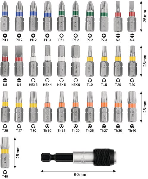 BOSCH - Coffret de vissage 32 pièces - Acier - 25mm - large