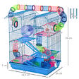 PAWHUT - Cage pour Hamster Souris Petit Animaux Rongeur avec Tunnel Mangeoire Roue Jouet 47 x 30 x 59 cm cm Bleu - vignette