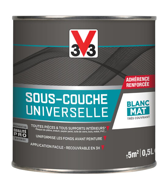 V33 PEINTURE - Sous-couche universelle intérieure - Blanc - 0,5L - large