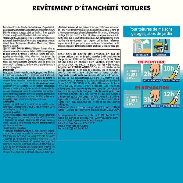 JULIEN - Revêtement d'étanchéité toitures ISOTOIT - Gris Ardoise - 0,75L - large