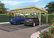 CERLAND - Carport bois traité DOUBLE VICTOR DESIGN 2 voitures 6,04x5,12x2,74m - vignette