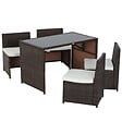 OUTSUNNY - Ensemble salon de jardin encastrable 4 chaises monoblocs avec coussins déhoussables et table résine tressée chocolat - vignette