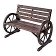 OUTSUNNY - Banc de jardin 3 places style rustique chic accoudoirs roues charette bois sapin traité carbonisation - vignette