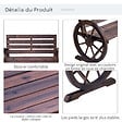 OUTSUNNY - Banc de jardin 3 places style rustique chic accoudoirs roues charette bois sapin traité carbonisation - vignette