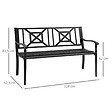 OUTSUNNY - Banc de jardin 2 places style fer forgé dim. 128L x 62.5l x 81.5H cm piètement avant effilé accoudoirs courbés métal thermolaqué anticorrosion noir - vignette