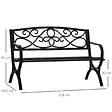 OUTSUNNY - Banc de jardin 2 places style néo-rétro fer forgé dim. 128L x 58l x 85H cm acier époxy fonte noir - vignette